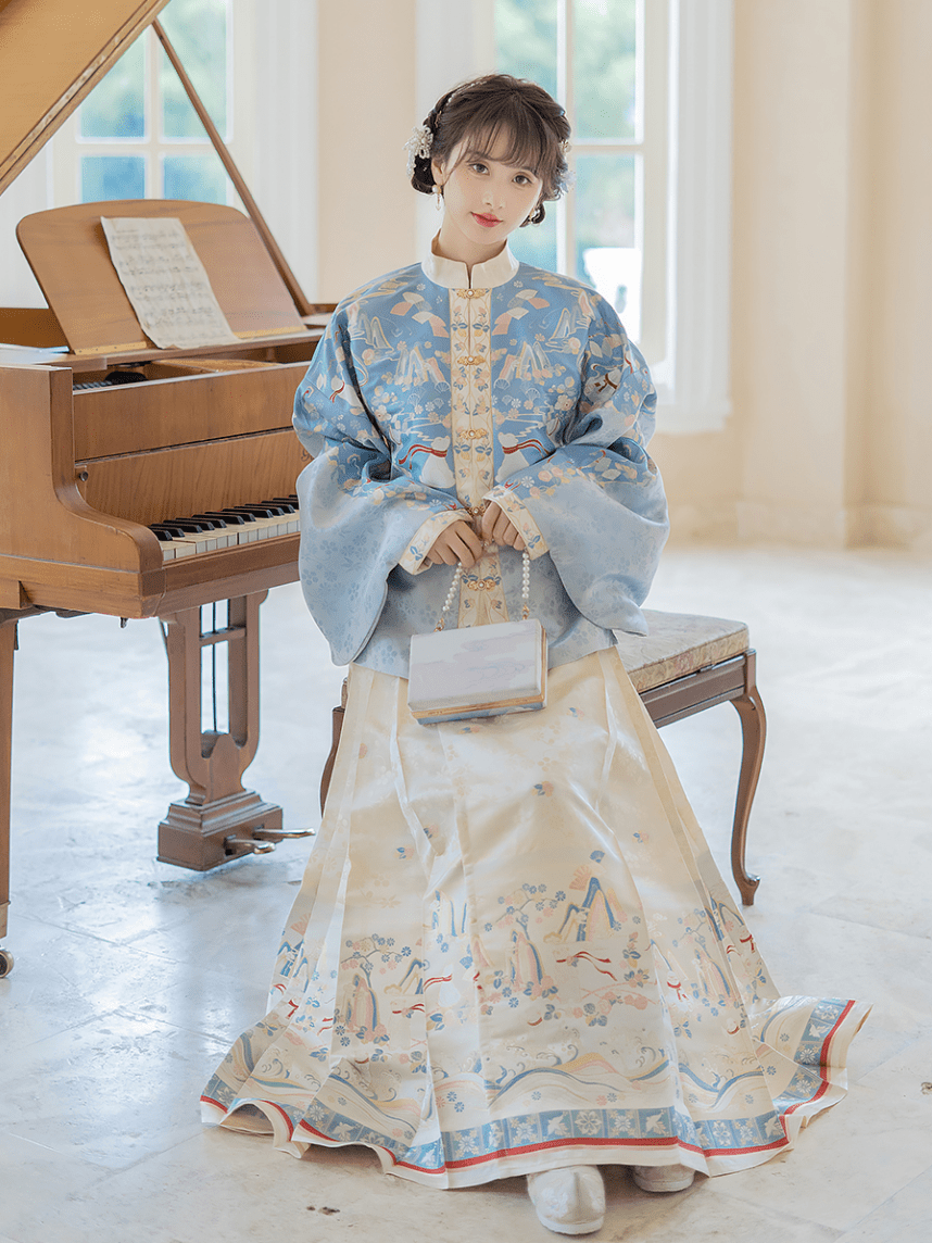 modern hanfu dress SHI SAN YU NIGHTFALL BLOOM The exquisite Suzhou embroidered peony flowers on the dress show a classic charm Modern Hanfu | Contemporary Chinese