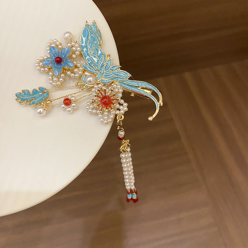 Song Dynasty Enamel-Inlaid Hairpin with Pearl Tassels