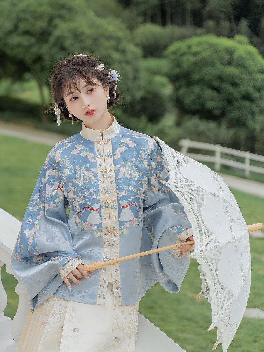 blue duijin shirt hanfu dress-Jianxi Hanfu