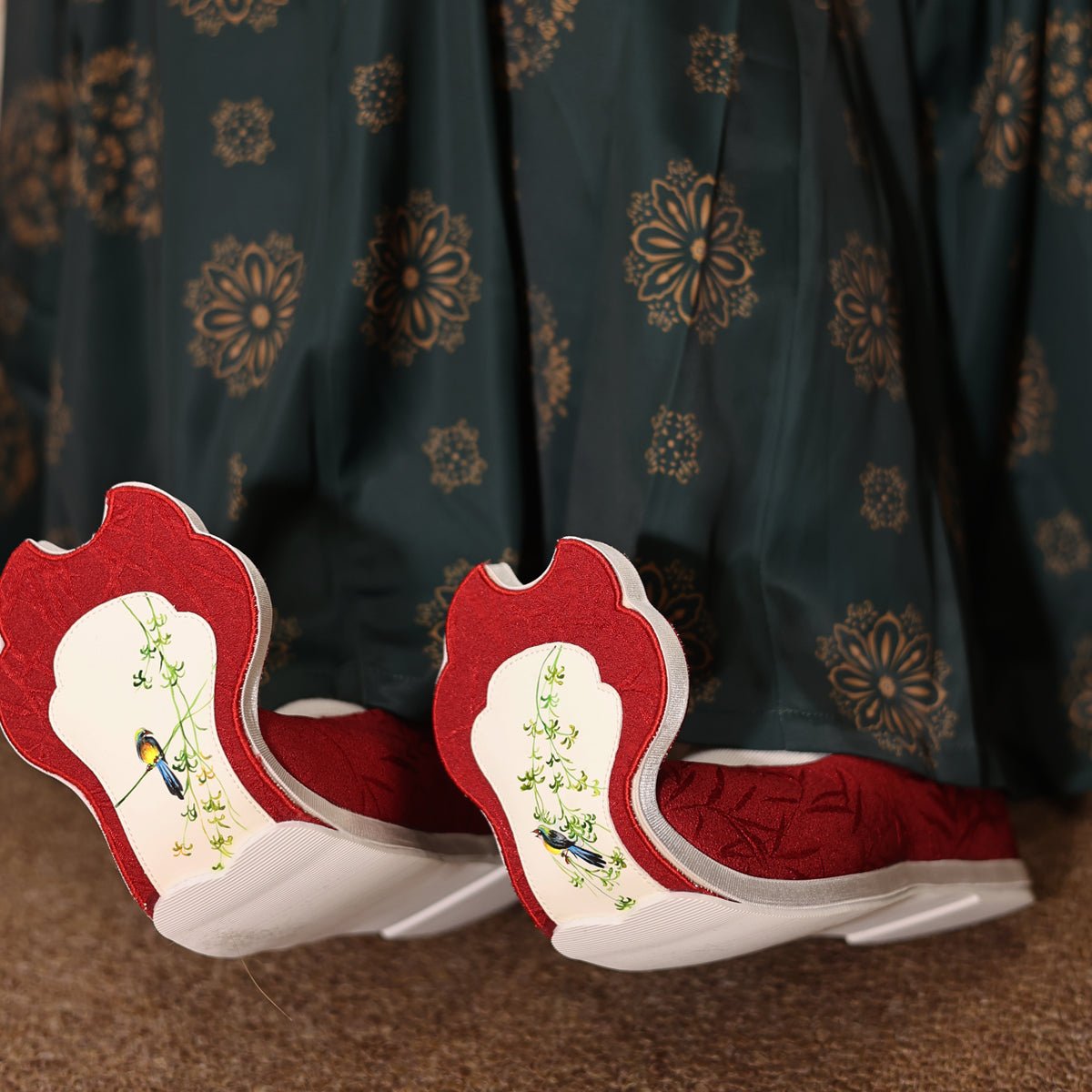 chinese bamboo red wedding shoes women's hanfu shoes- Jianxi Hanfu