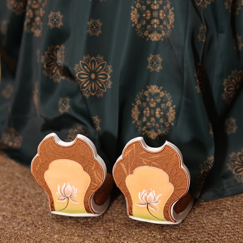 brown hanfu shoes chinese song dynasty cloth shoes- Jianxi Hanfu