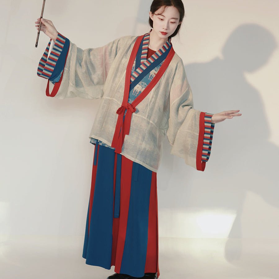 blue ruqun panel skirt northern wei dynasty clothing - Jianxi Hanfu