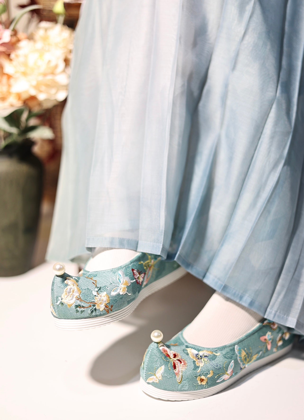 blue hanfu shoes chinese shoes-Jianxi Hanfu