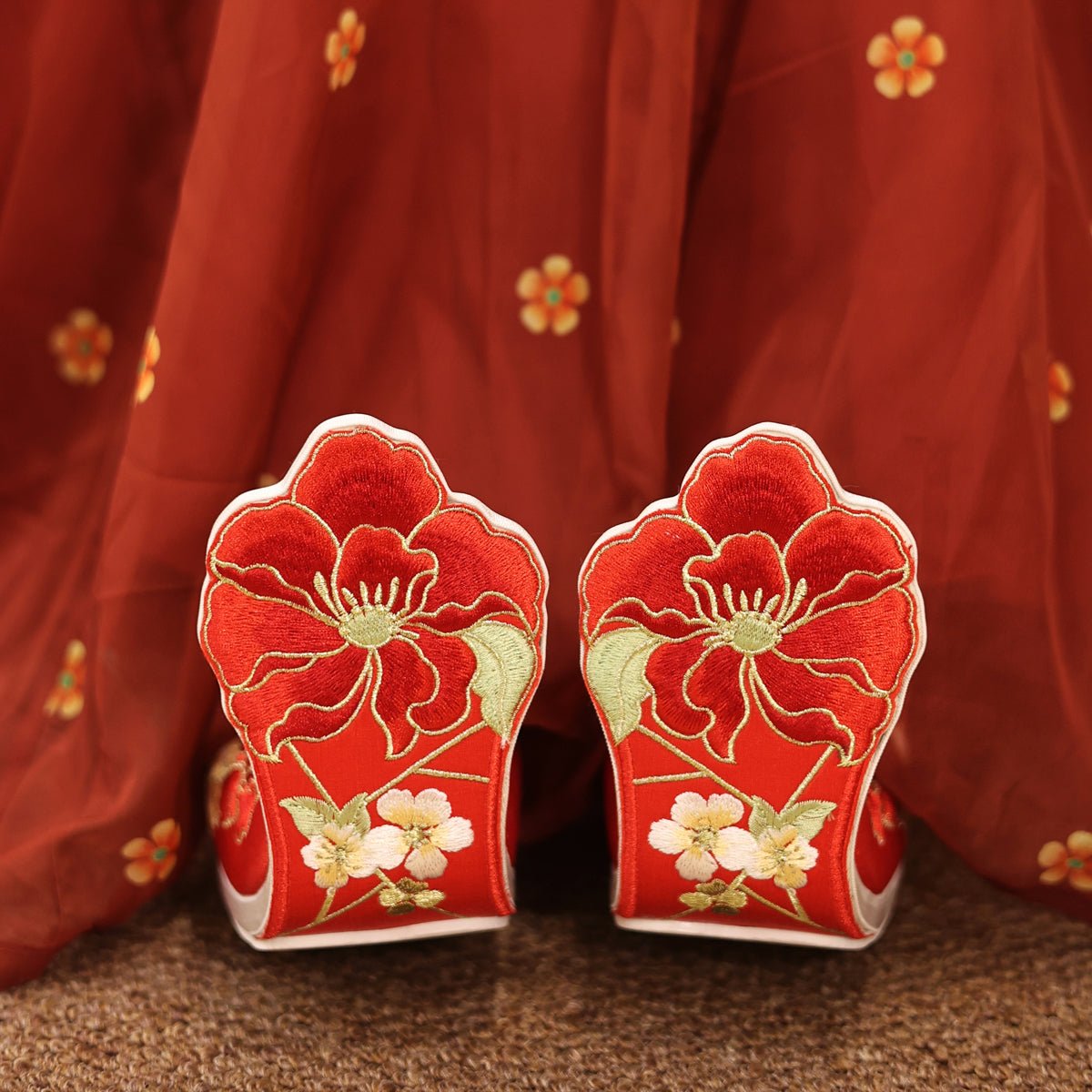 Camellia Tang Dynasty Hanfu Shoes - Jianxi Hanfu