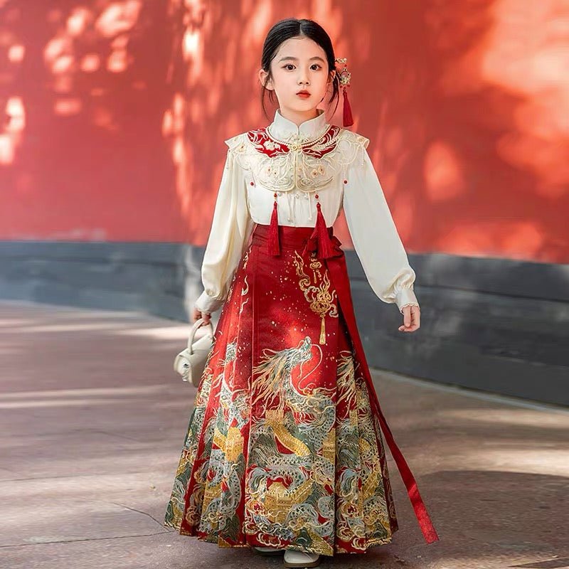 Children's Spring Mamian Skirt with Yunjian - Jianxi Hanfu