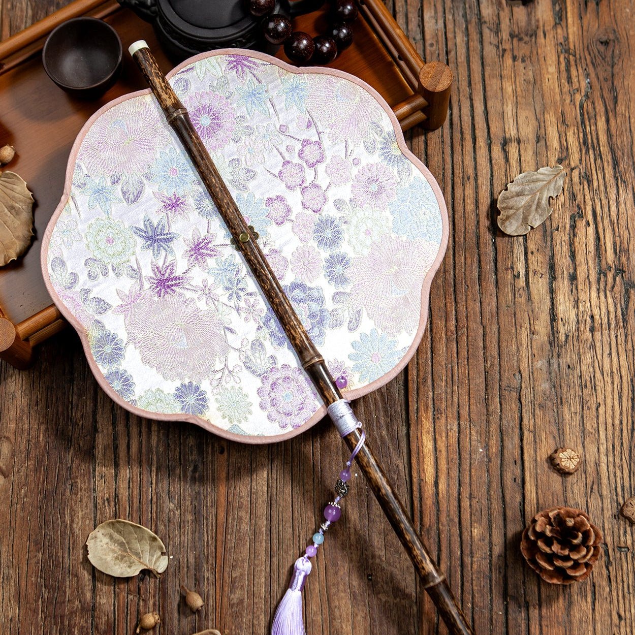 purple waist fan hand fan chinese foldable fan-Jianxi Hanfu