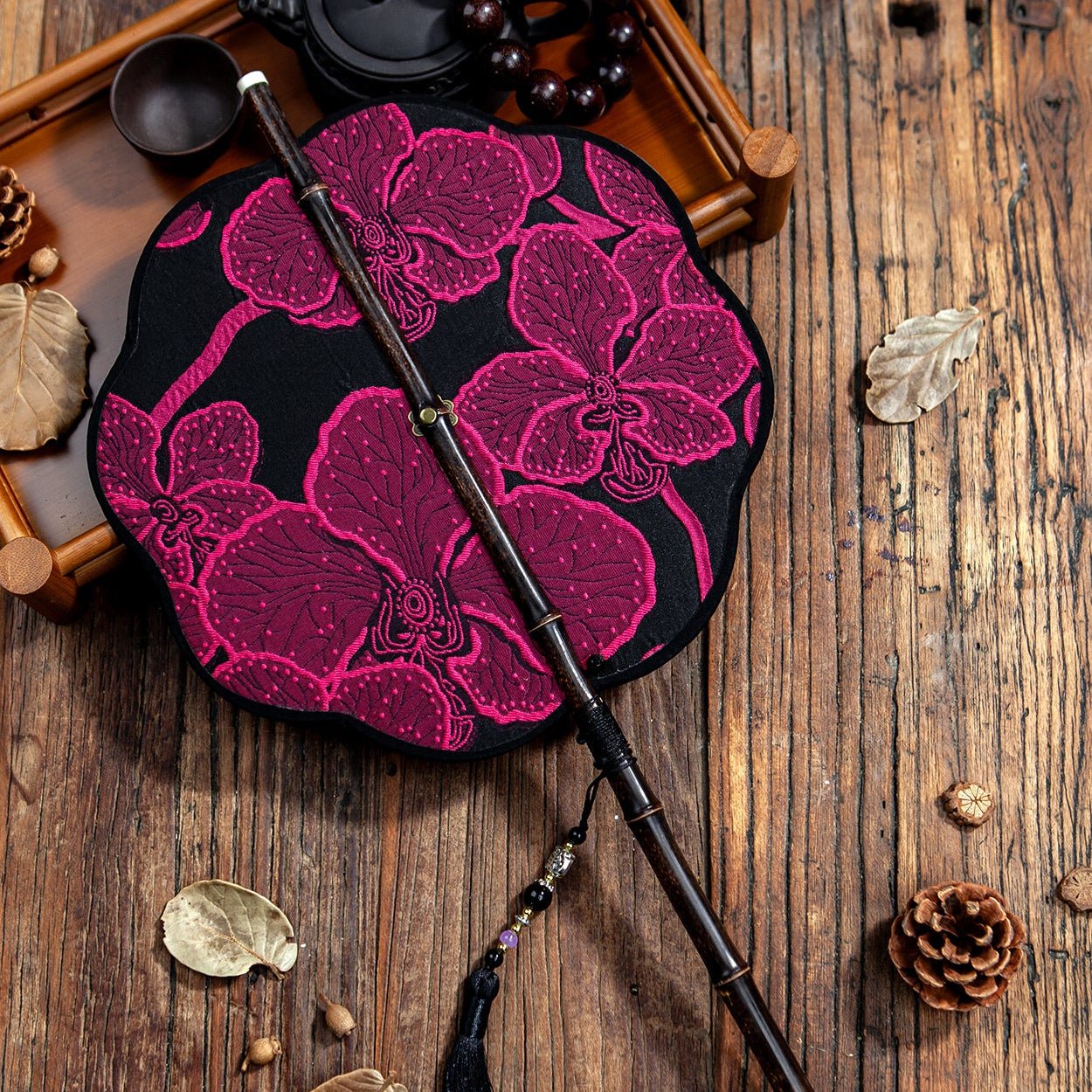 waist bamboo fan chinese foldable fan-Jianxi Hanfu