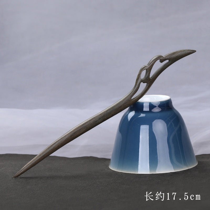 Chinese Hairpin Hand Carved Green Sandalwood Phoenix Hanfu Accessory - Jianxi Hanfu