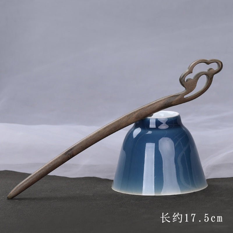 Chinese Hairpin Hand Carved Green Sandalwood Phoenix Hanfu Accessory - Jianxi Hanfu