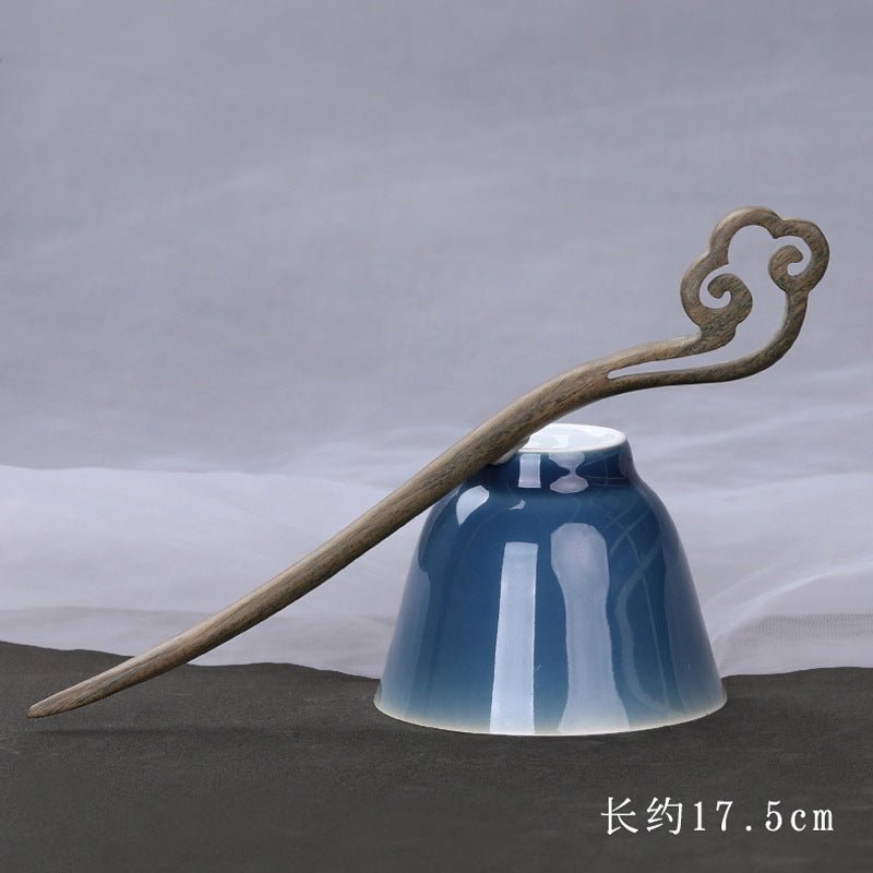 Chinese Hairpin Hand Carved Green Sandalwood Phoenix Hanfu Accessory - Jianxi Hanfu