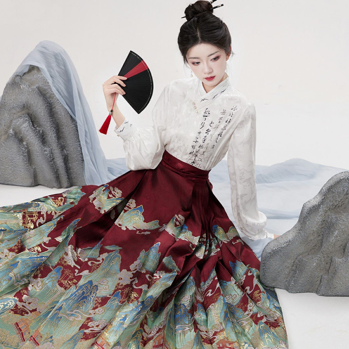 red wedding dress bride mamianqun-Jianxi Hanfu