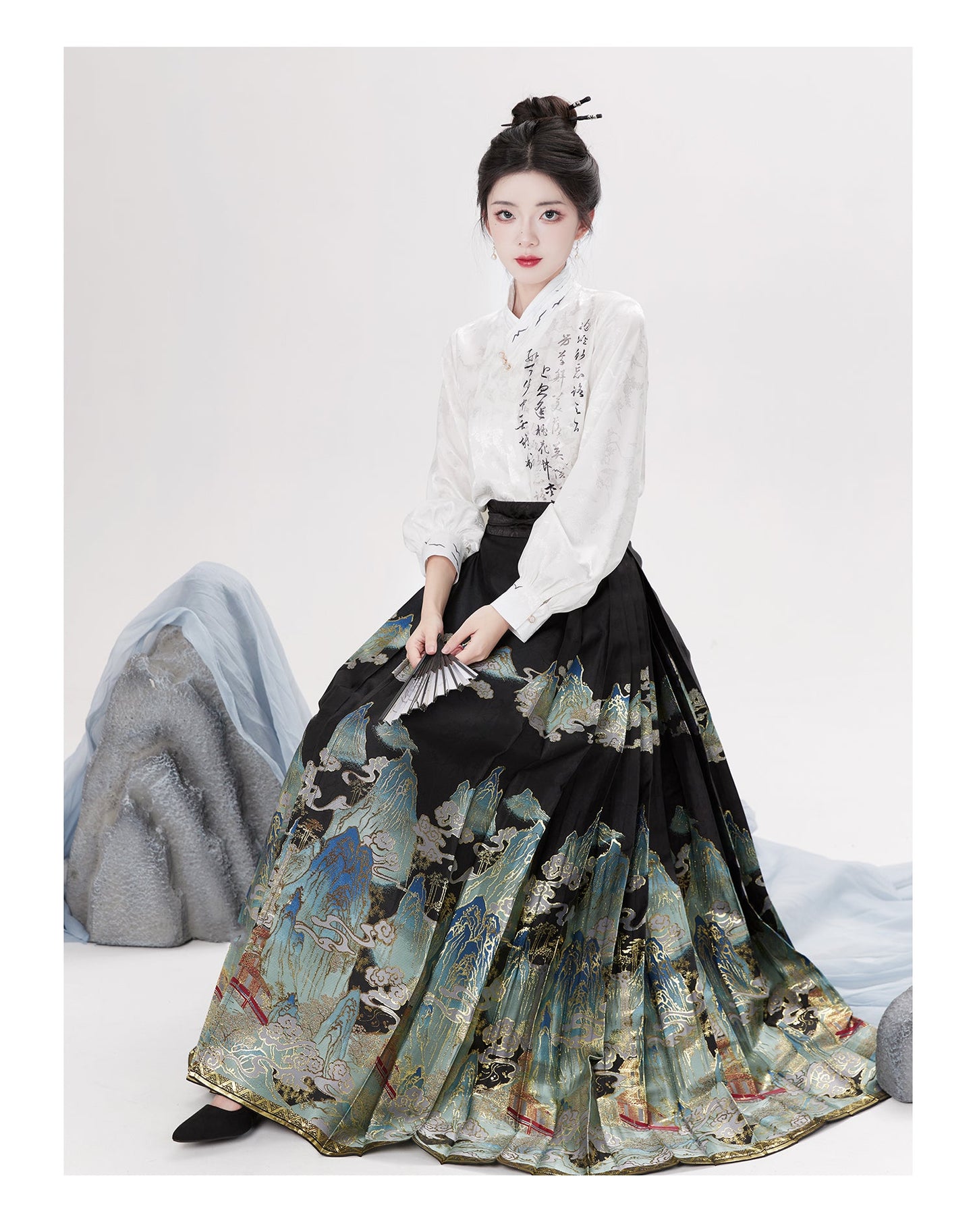 new chinese style black mamianqun-Jianxi Hanfu