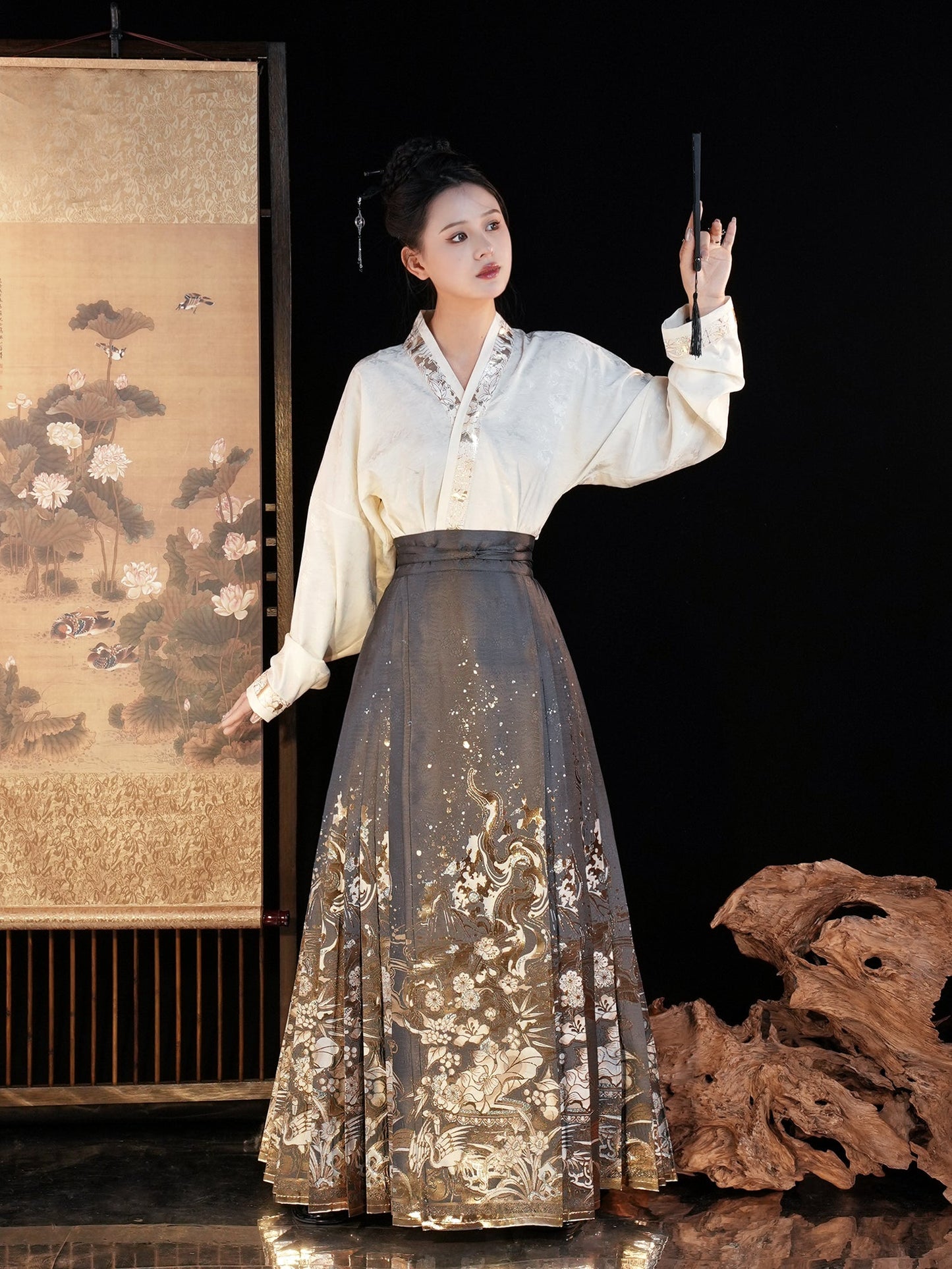 Chinese Ming Dynasty Mamian Skirt - Jin Lin Yan - Jianxi Hanfu