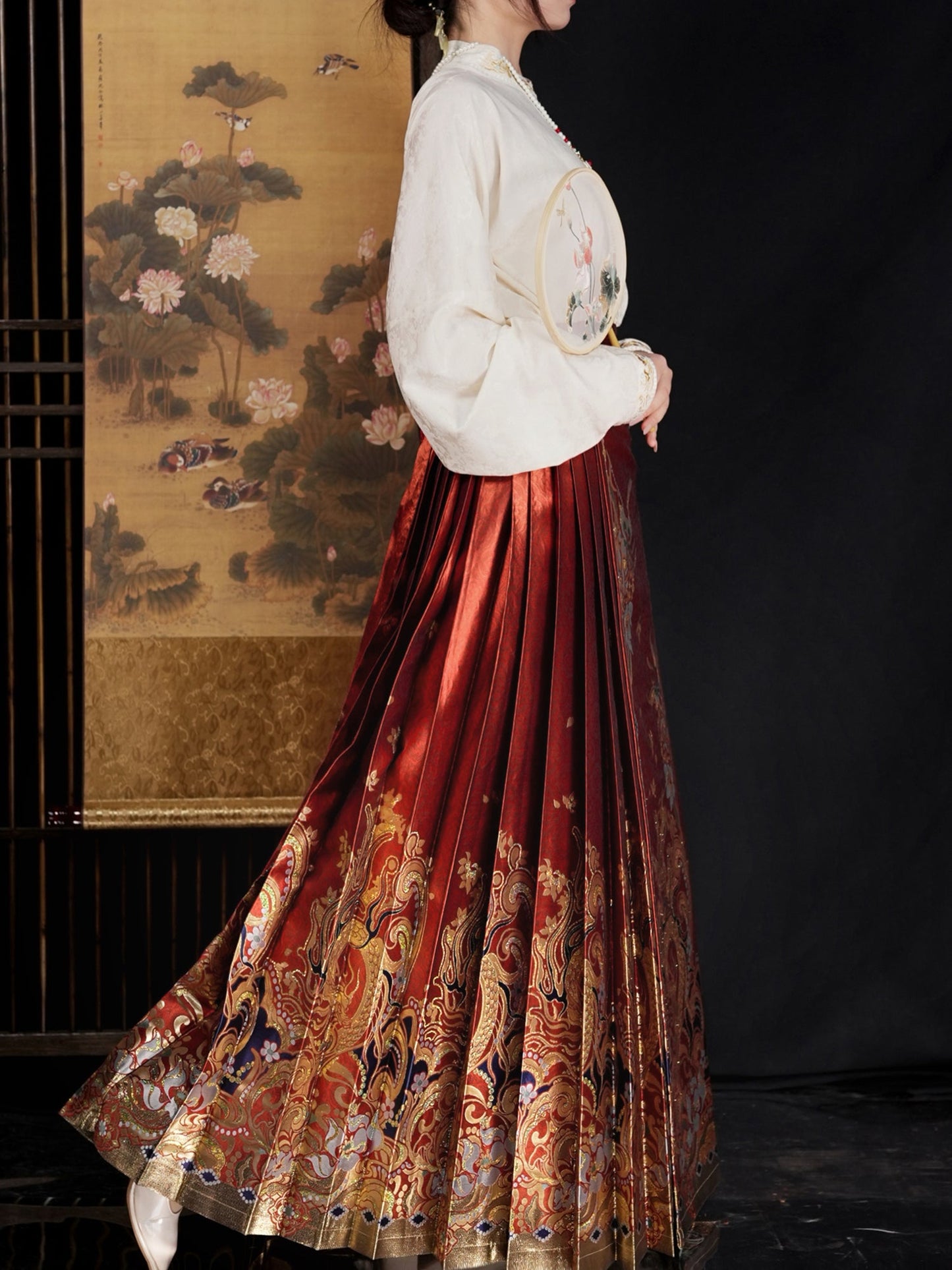 red mamian skirt women's hanfu female clothing-Jianxi Hanfu