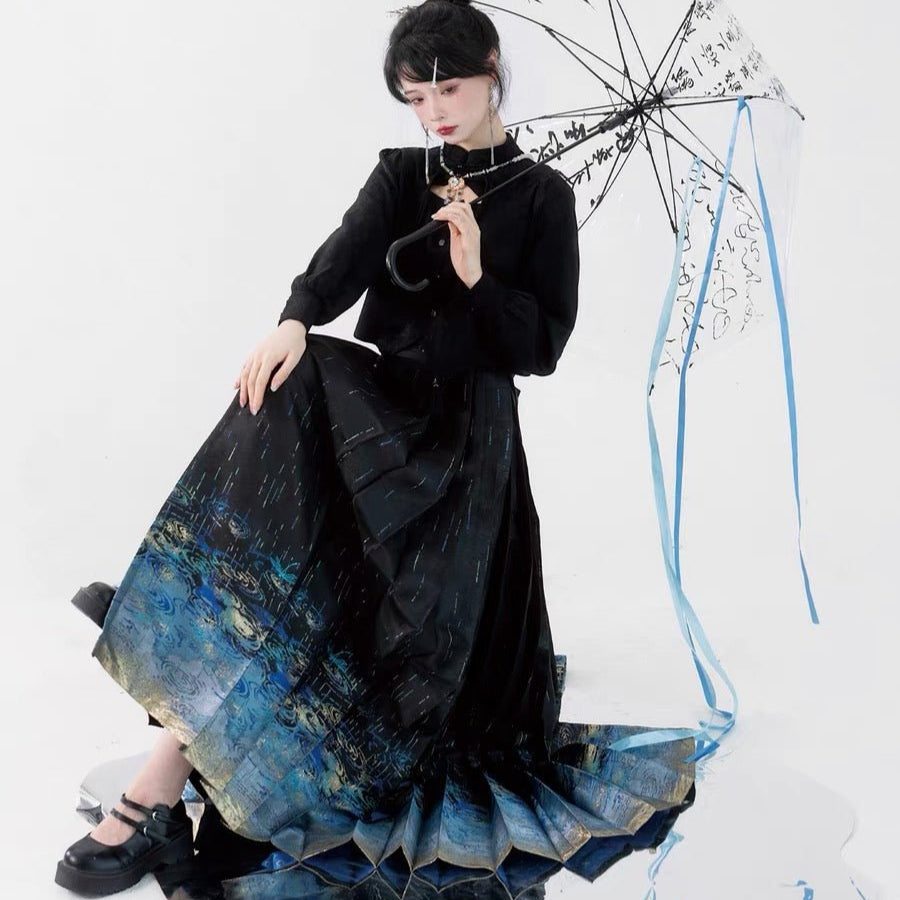 Chinese Ming Dynasty Mamian Skirt - Ting Yu - Jianxi Hanfu