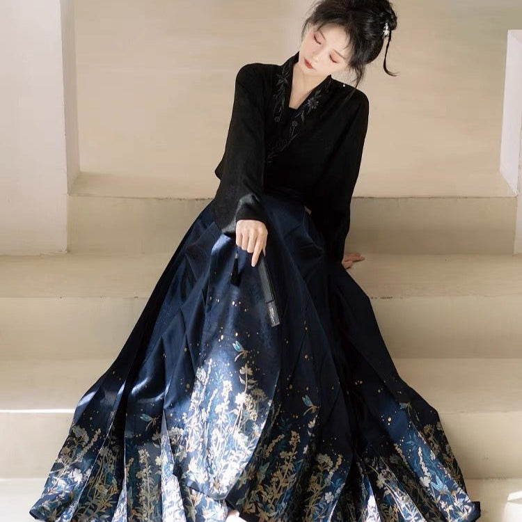 Chinese Ming Dynasty Mamian Skirt - Ying Huo - Jianxi Hanfu