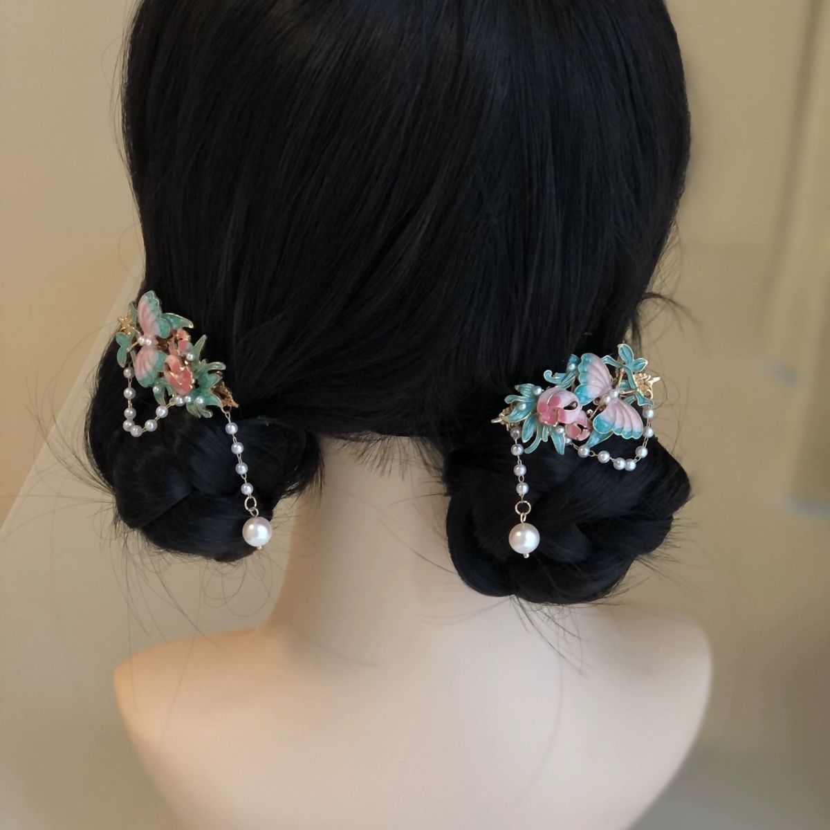 Chinese traditional cloisonné craft retro butterfly hairpin - Jianxi Hanfu