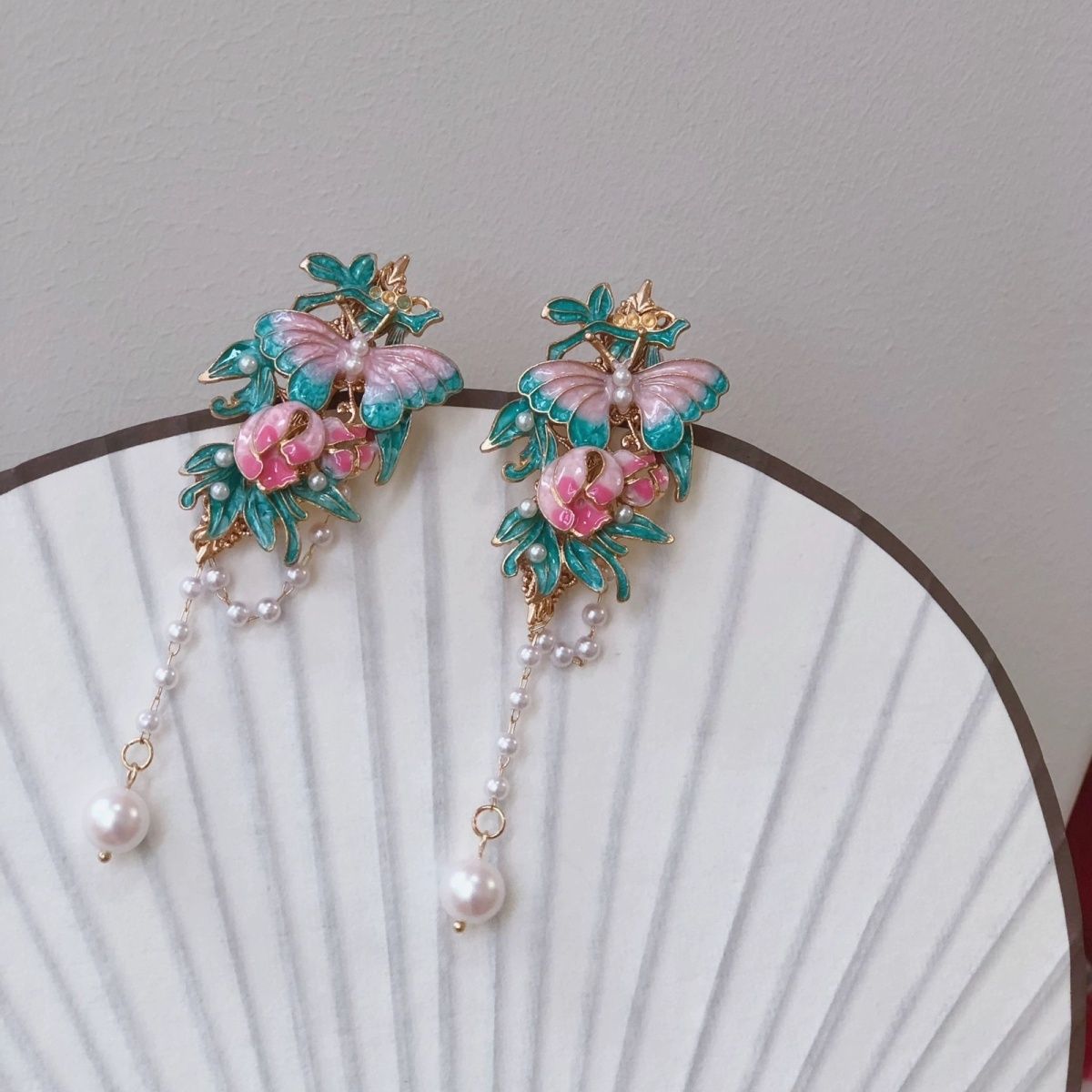 Chinese traditional cloisonné craft retro butterfly hairpin - Jianxi Hanfu