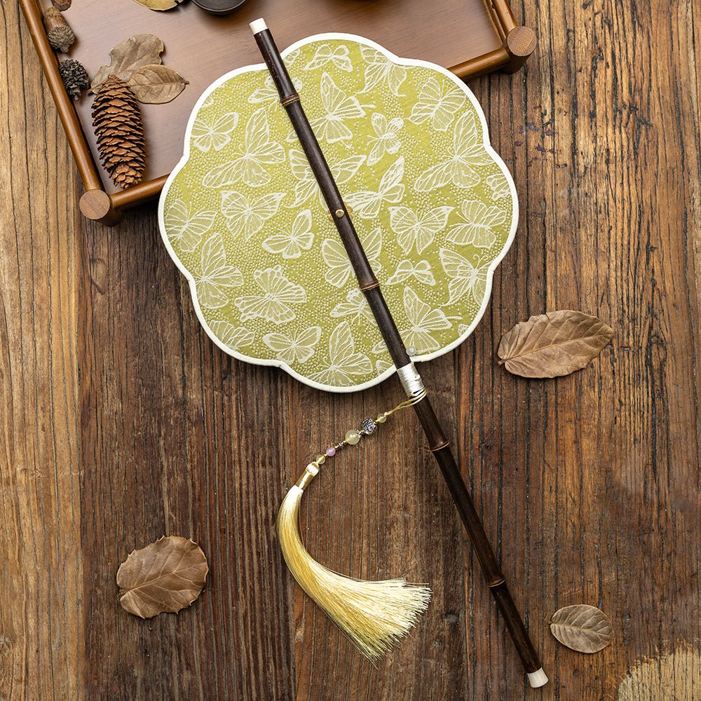 yellow bamboo hand fan waist fan-Jianxi Hanfu