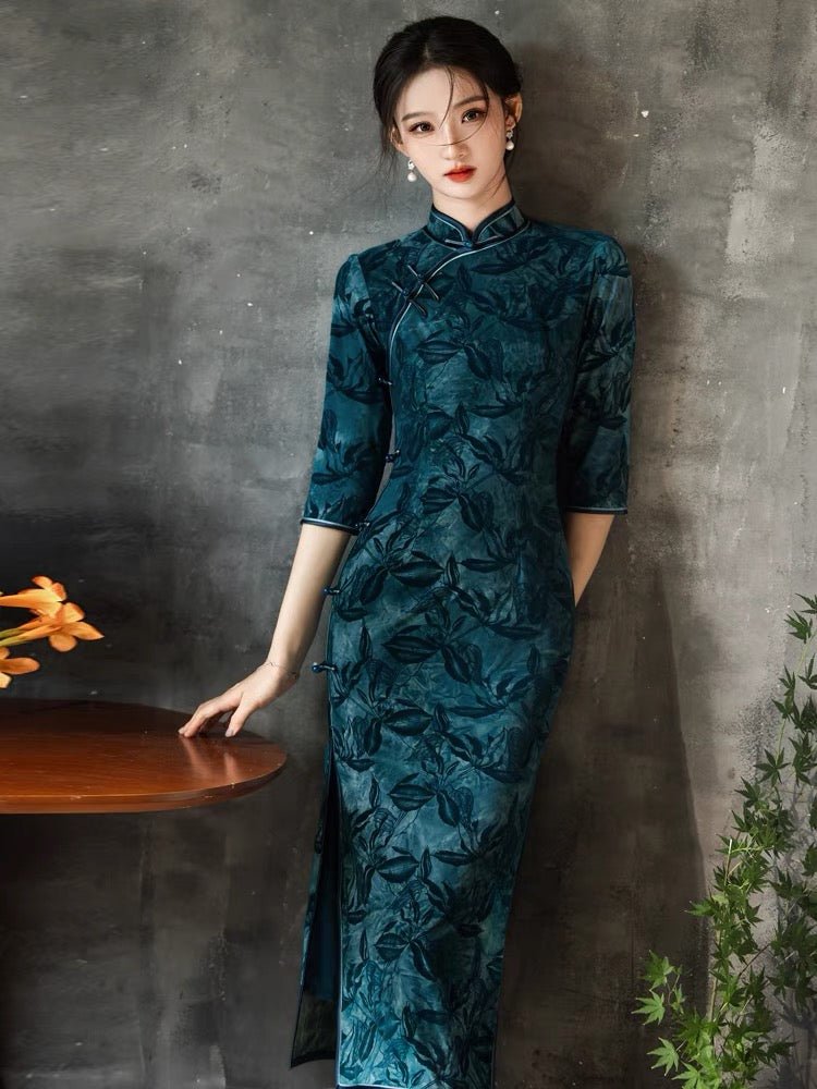 Classic Qipao Cheongsam Dress - Lv Jin - Jianxi Hanfu