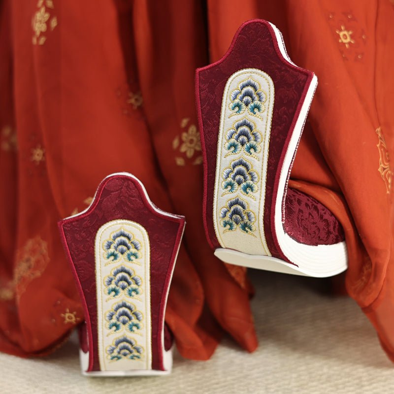 women's red shoes bride wedding shoes-Jianxi Hanfu