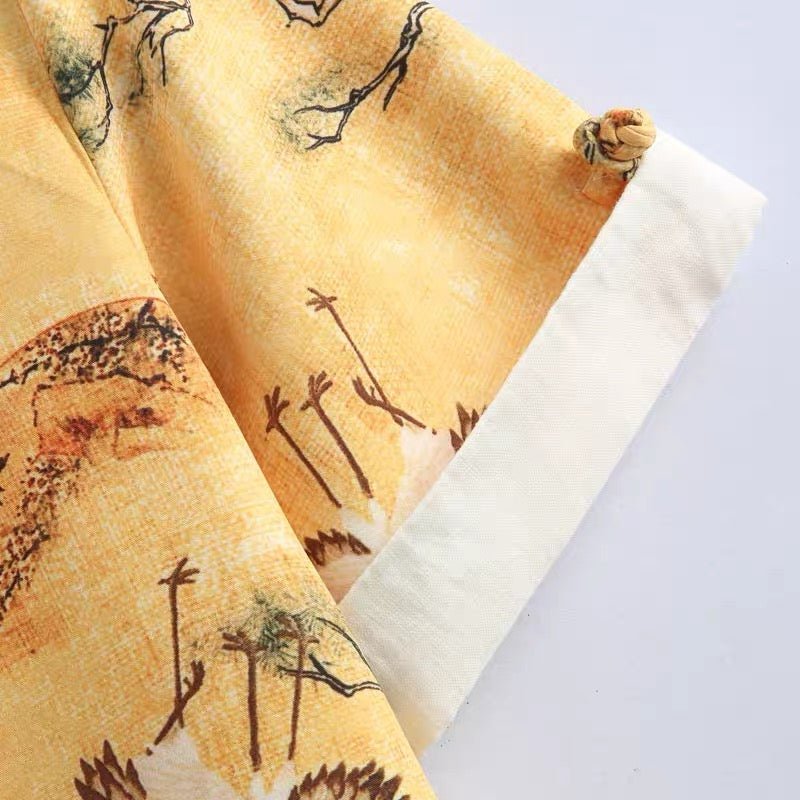 Crane Tang Suit Summer Shirt - Jianxi Hanfu