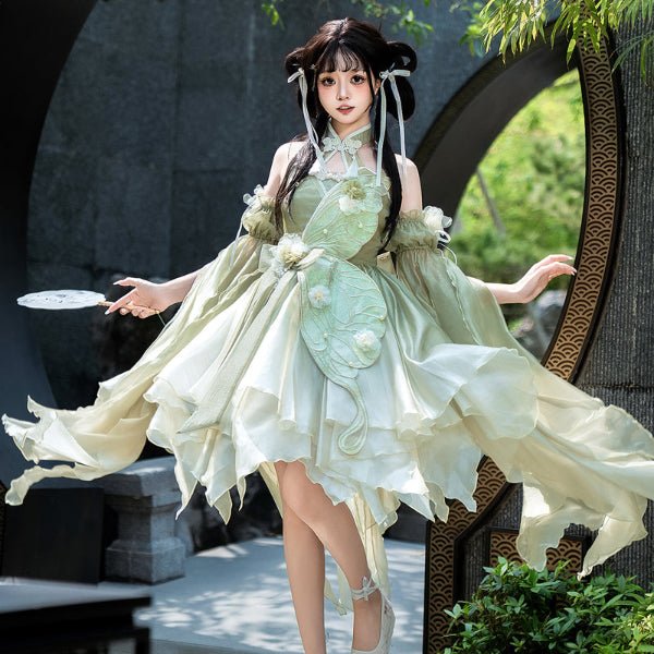 Summer Qi Lolita Dresses Chinese Style Clothing Green JSK Skirt