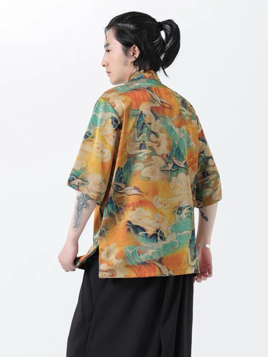 cane tang suit men's summer t shirt-jianxi hanfu