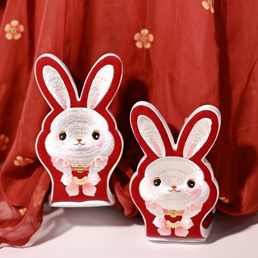 tang dynasty red shoes women's hanfu shoes cute rabbit - Jianxi Hanfu