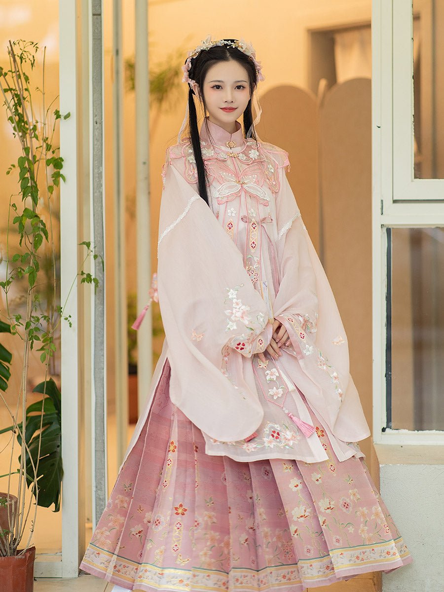 pink cloud collar chinese hanfu dress-Jianxi Hanfu