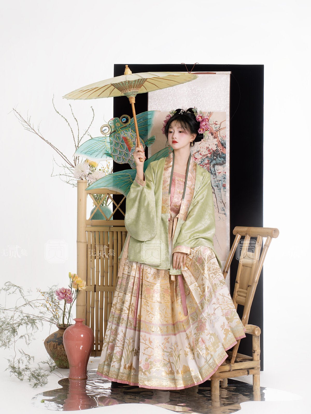 green hanfu dress women's dress-Jianxi Hanfu