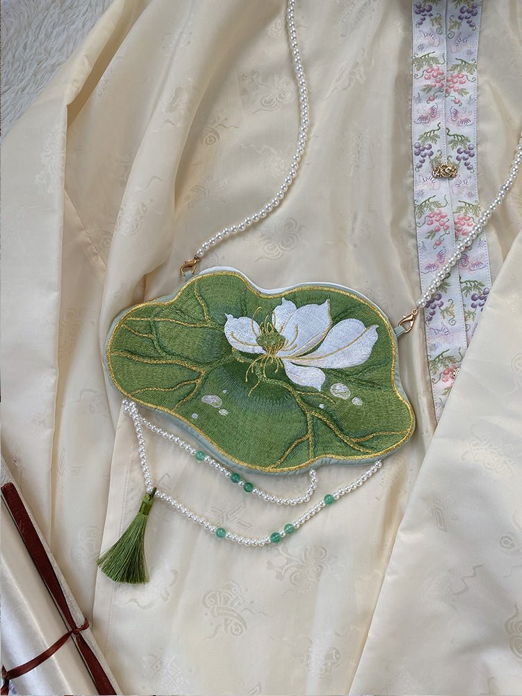 green chinese hanfu purse lotus-Jianxi Hanfu