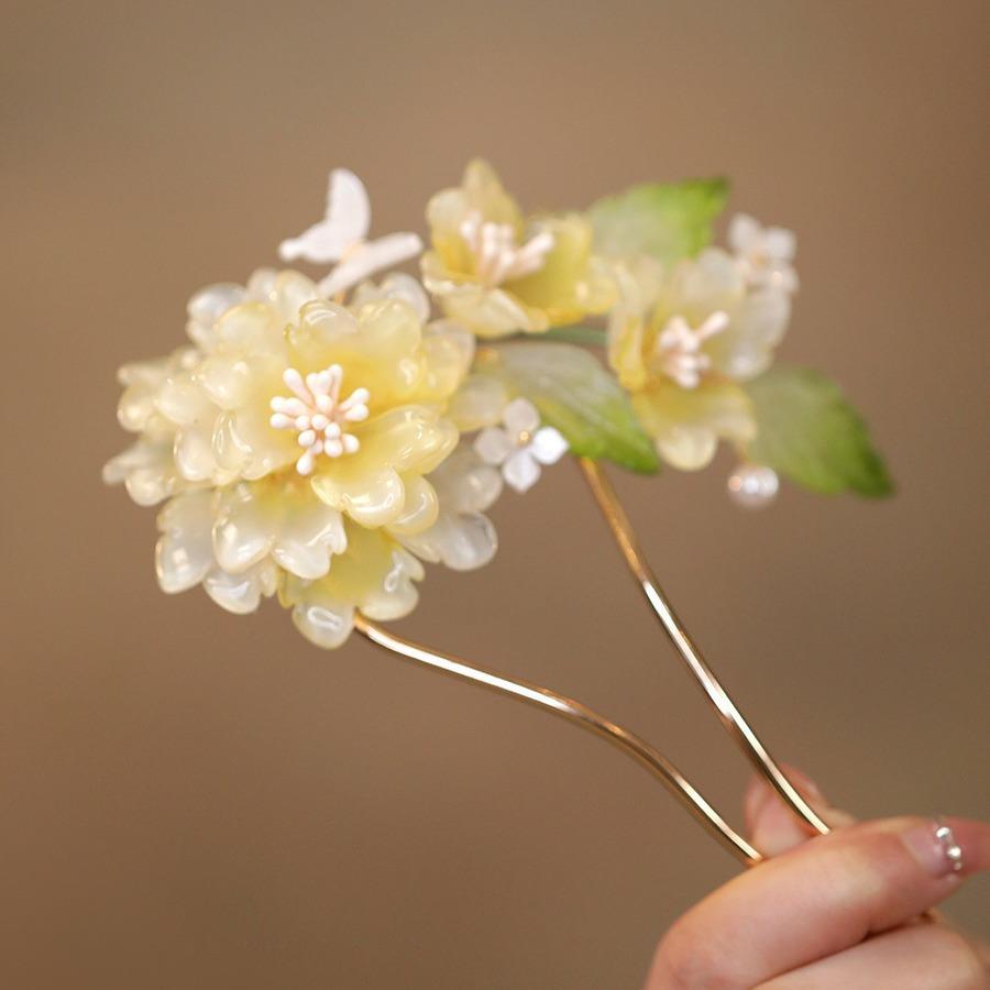 Hanfu Accessory New Chinese - Style Floral Hairpin - Jianxi Hanfu