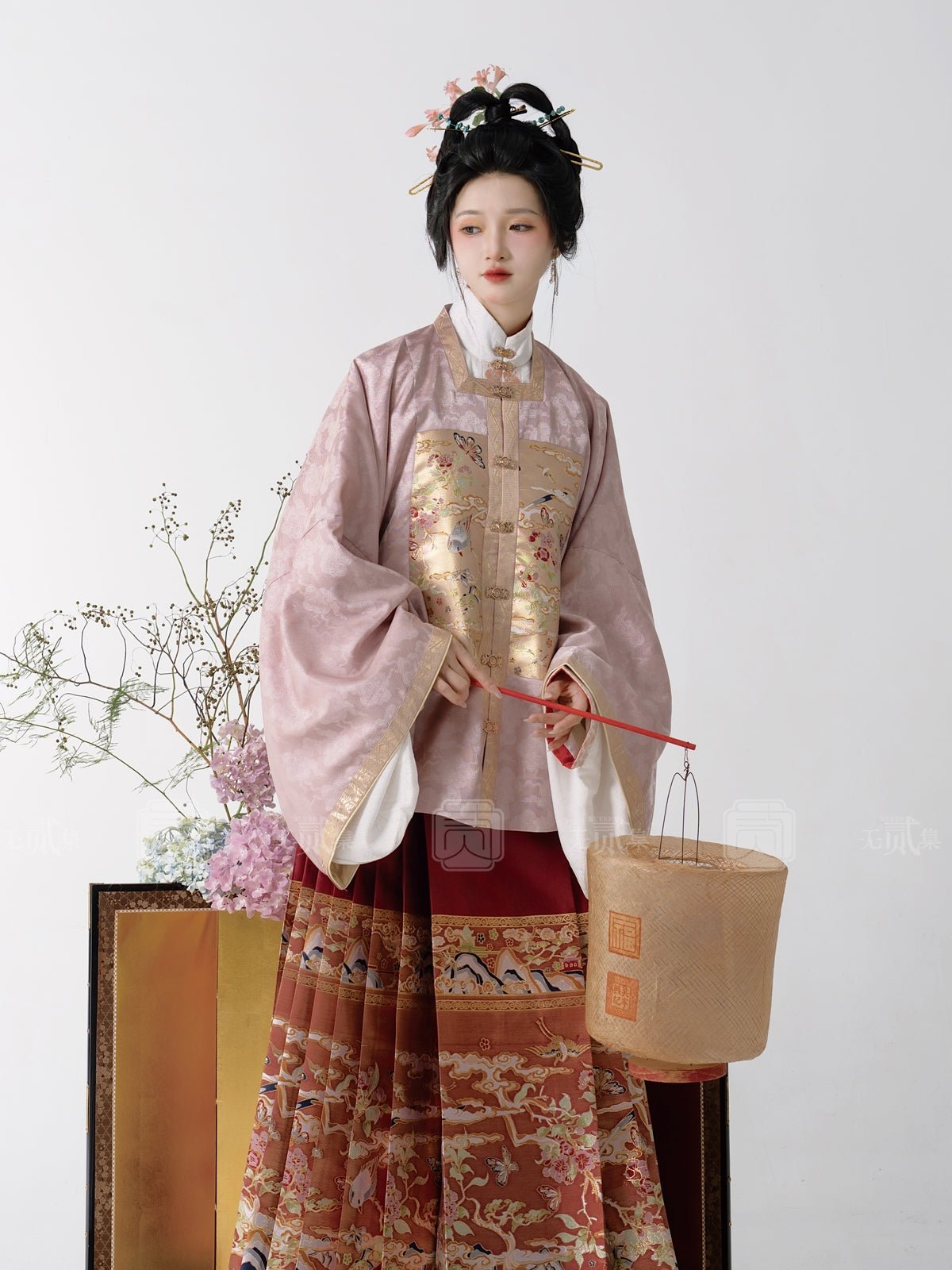 pink round collar mamian skirt-Jianxi Hanfu