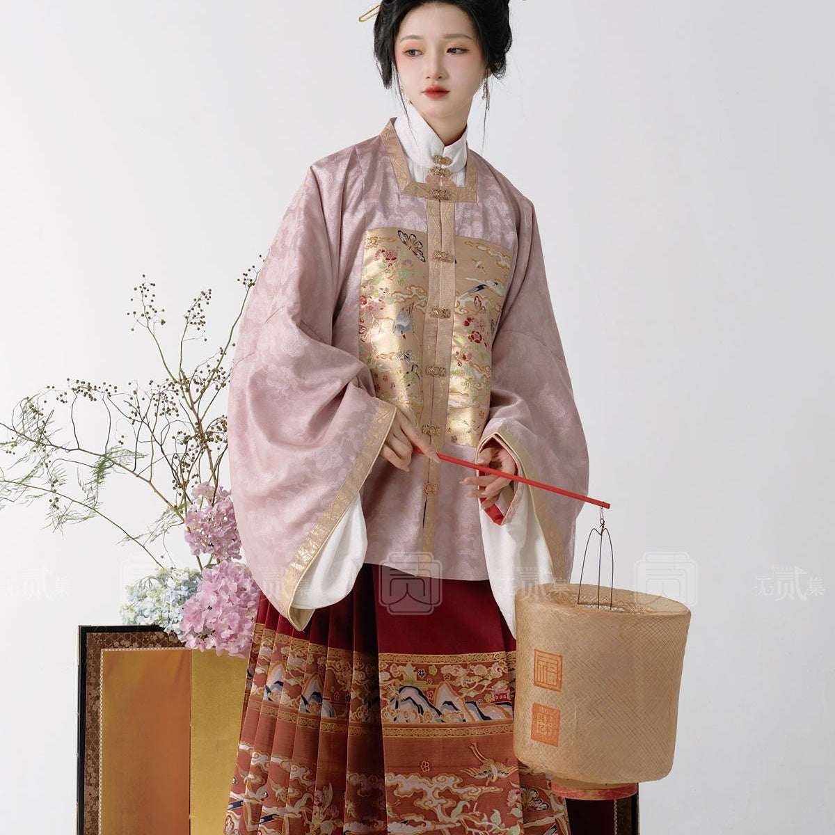 pink round collar mamian skirt-Jianxi Hanfu