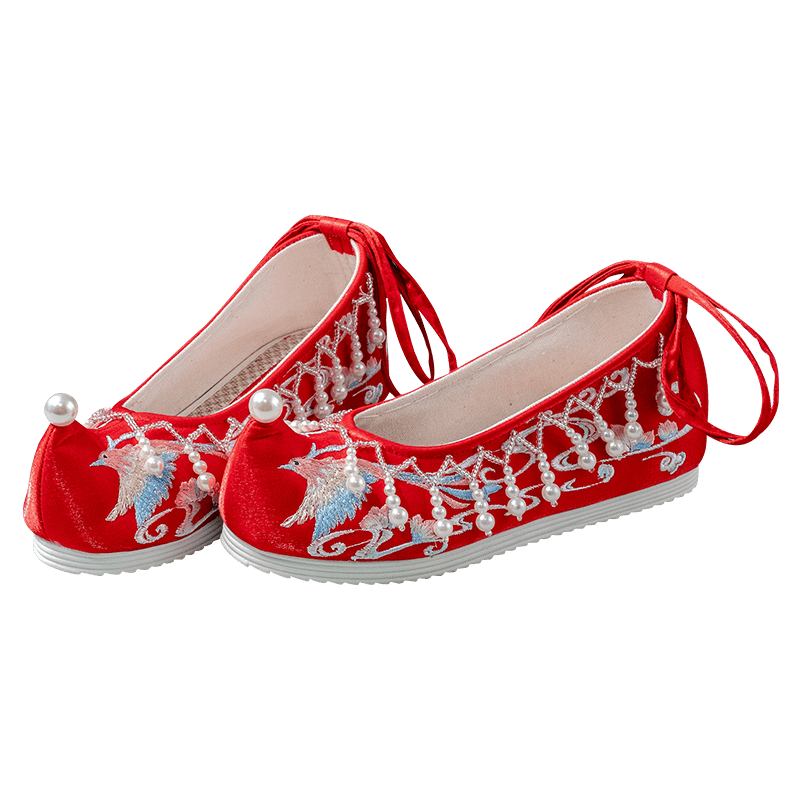 women's red shoes chinese wedding shoes- Jianxi Hanfu