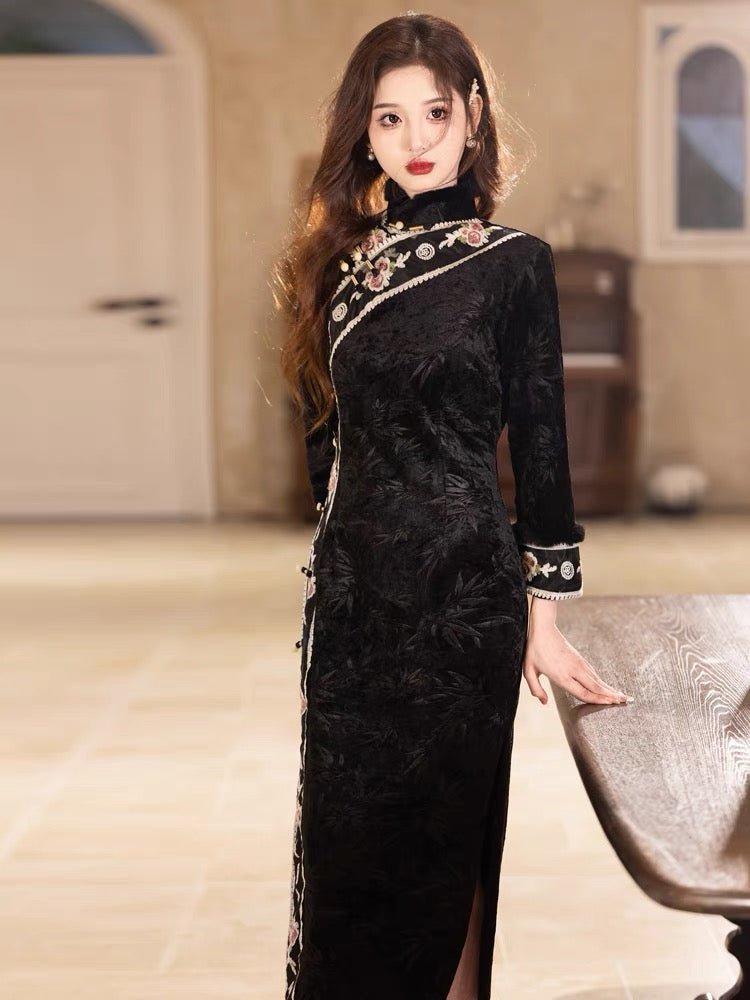 cheongsam dress black Qipao dress - Jianxi Hanfu