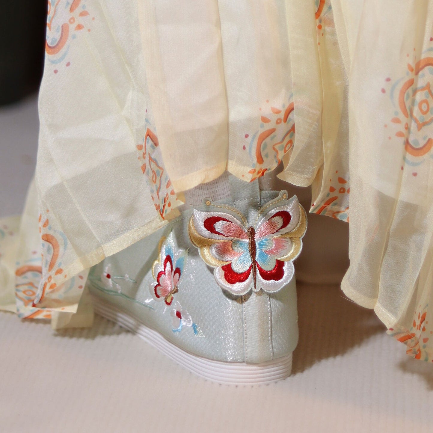 Blue hanfu shoes song dynasty cloth shoes-Jianxi Hanfu