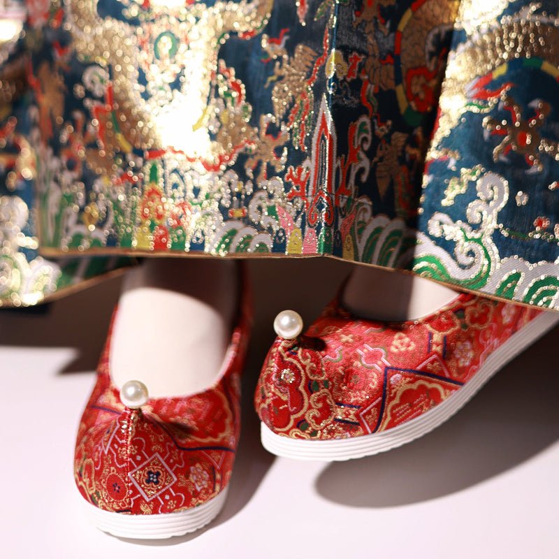 girls red shoes ancient chinese shoes-Jianxi Hanfu