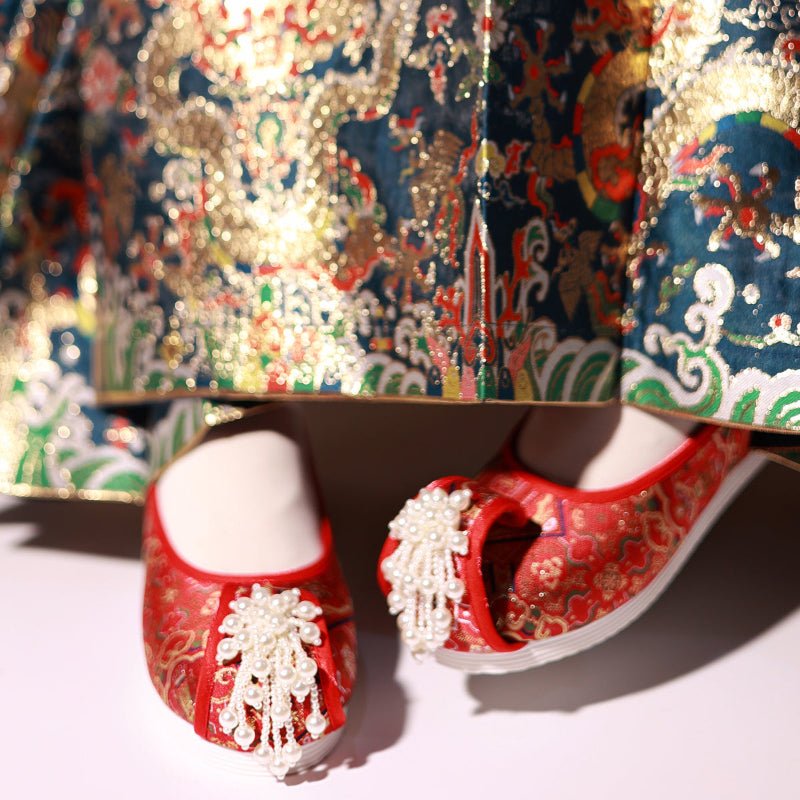 ancient chinese red shoes wedding shoes-Jianxi Hanfu