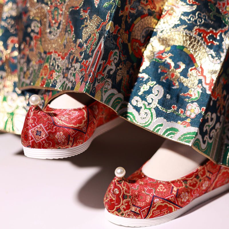 chinese hanfu dress femalered shoes-Jianxi Hanfu