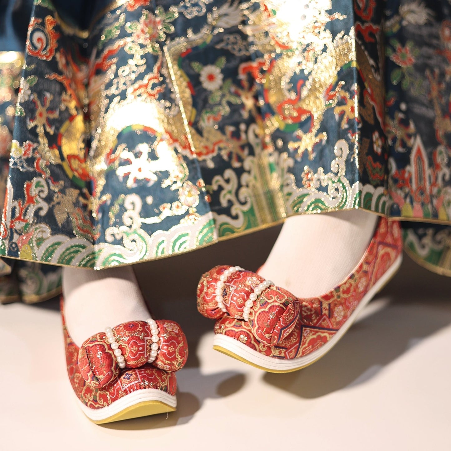 female shoes Red hanfu shoes ming dynasty wedding shoes-Jianxi Hanfu