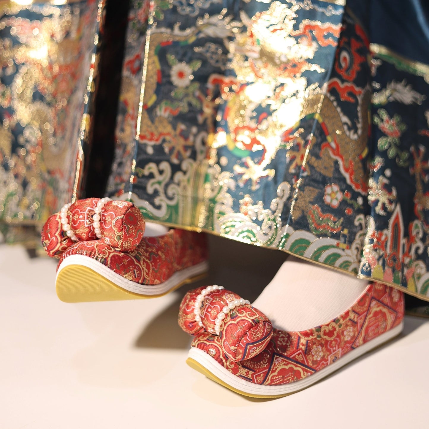 Red hanfu shoes female shoes song dynasty wedding shoes-Jianxi Hanfu