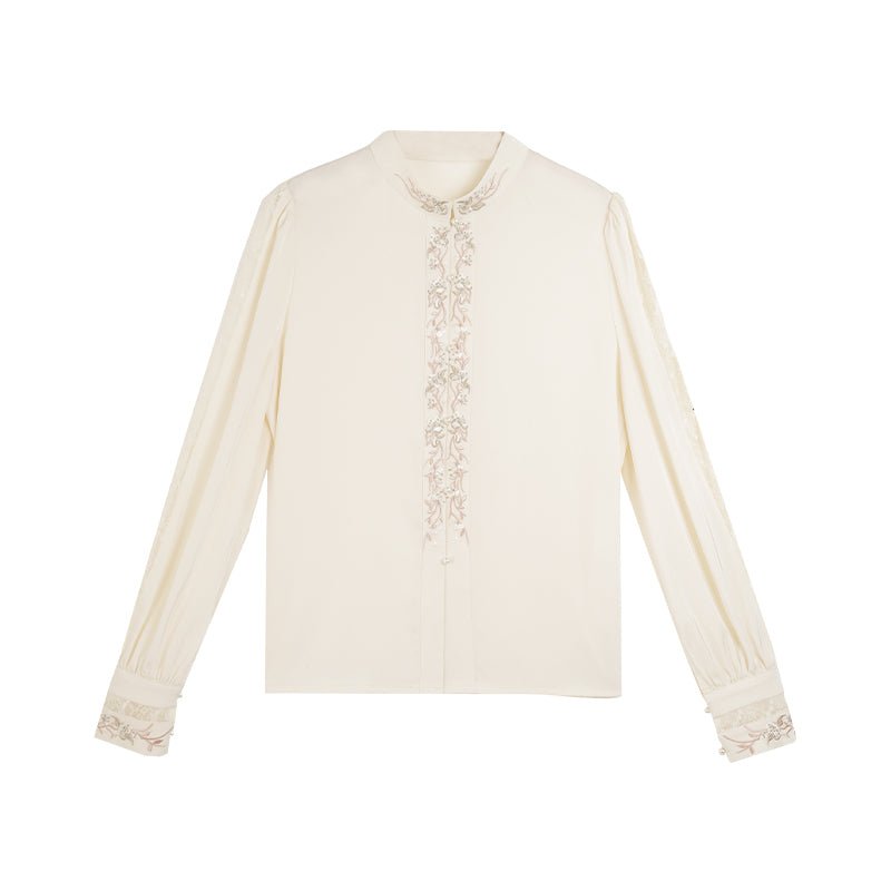 New chinese style spring autumn whie shirt-Jianxi Hanfu