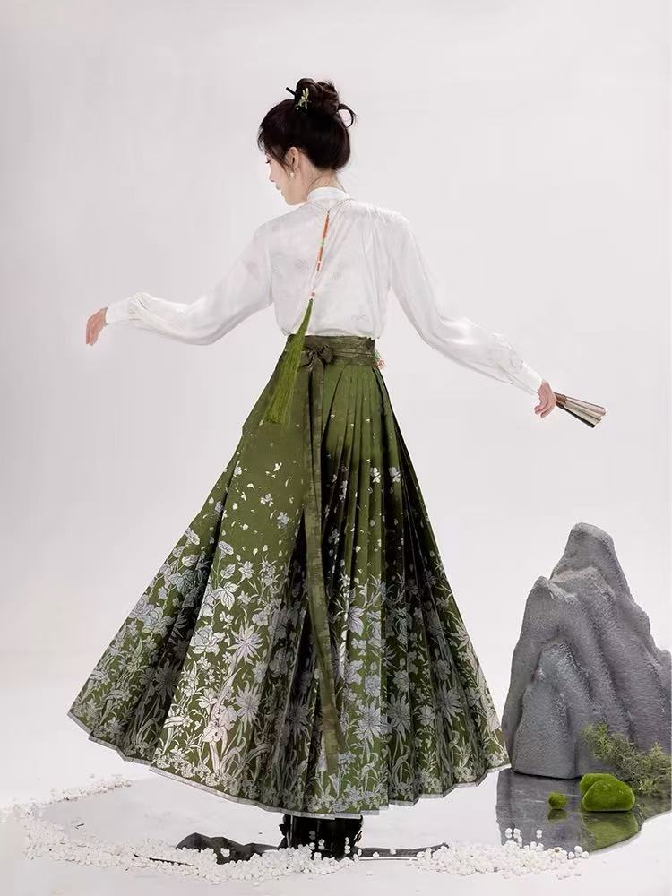 green mamianqun ming dynasty clothing-Jianxi Hanfu
