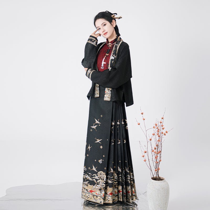 black mmian skirt ming dynasty fashion-Jianxi Hanfu