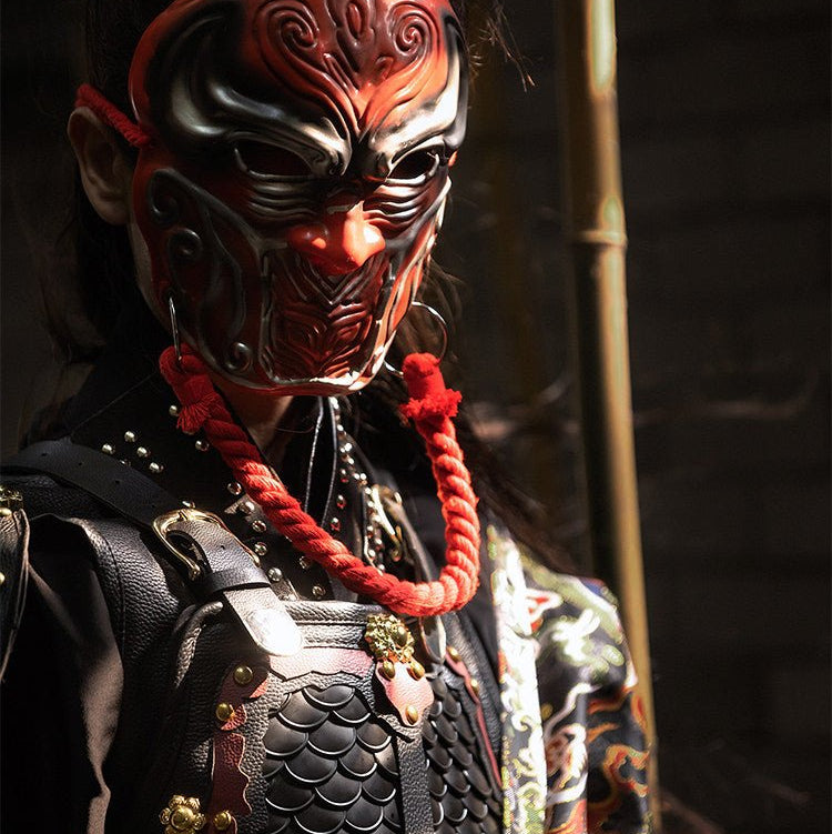 Chinese Ming Dynasty costume men's black feiyufu red mask - Jianxi Hanfu