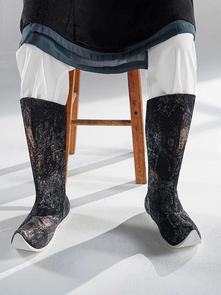Ming Dynasty Male Hanfu Shoes Hanfu Boots Gilt Gold - Jianxi Hanfu