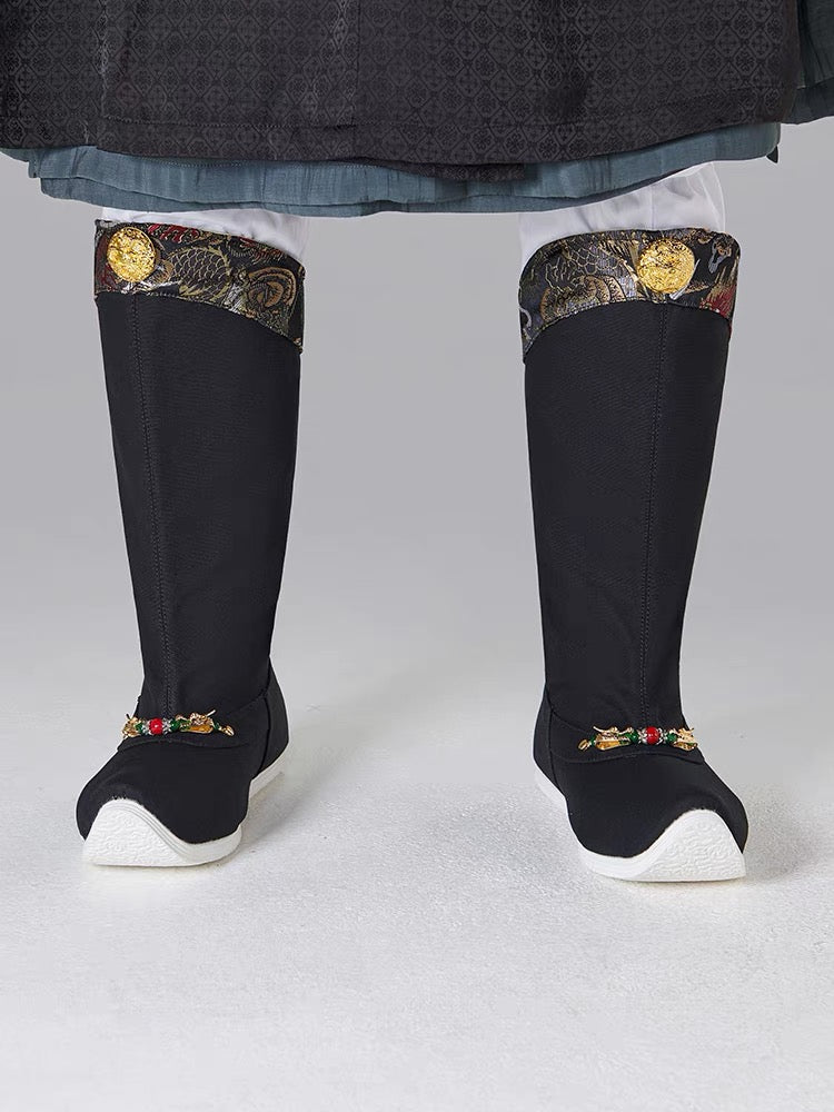 Ming Dynasty Male Hanfu Shoes Hanfu Boots Gold - Jianxi Hanfu