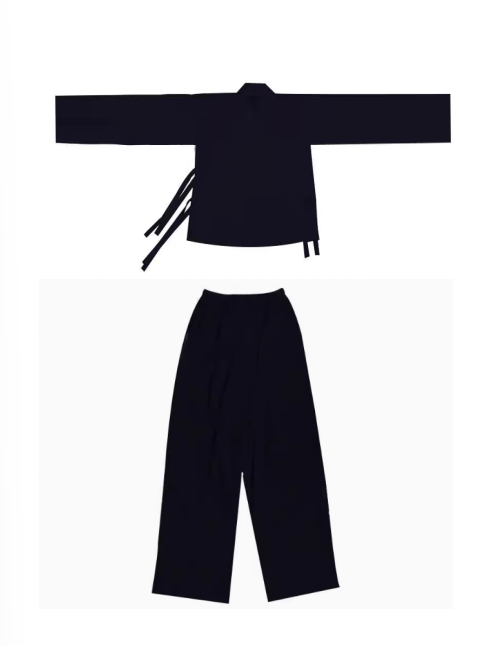 tang dynasty black cross collar shirt trousers - Jianxi Hanfu